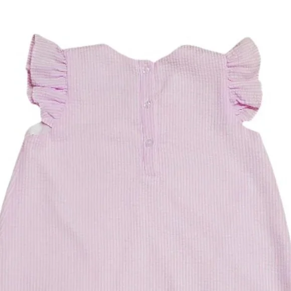 Smockingbird Pink Striped Seersucker Dress Size 4T - Picture 5 of 5